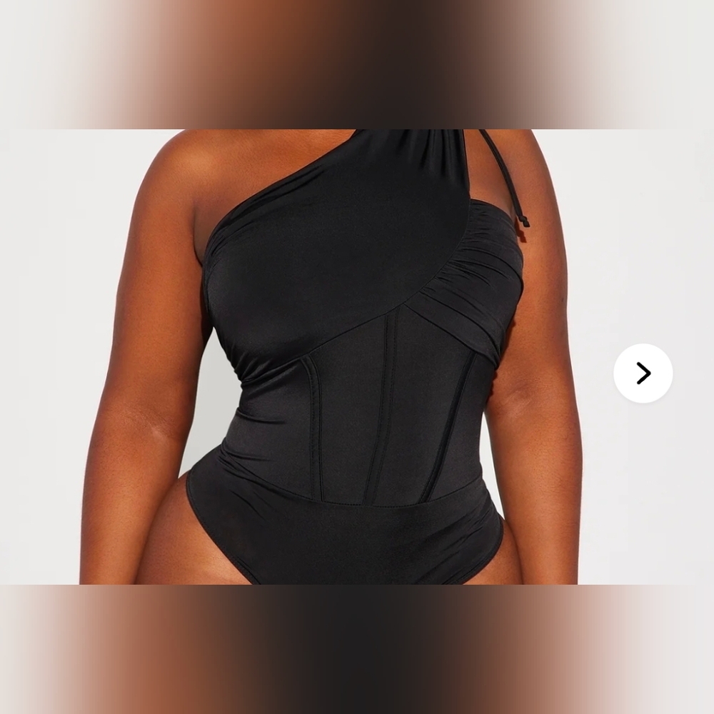Fashion Nova Black One-Shoulder Bodysuit